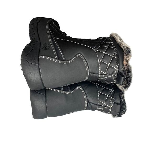 Totes NWOB Rain Faux Fur Boots Women Size 6M Black - Picture 9 of 13